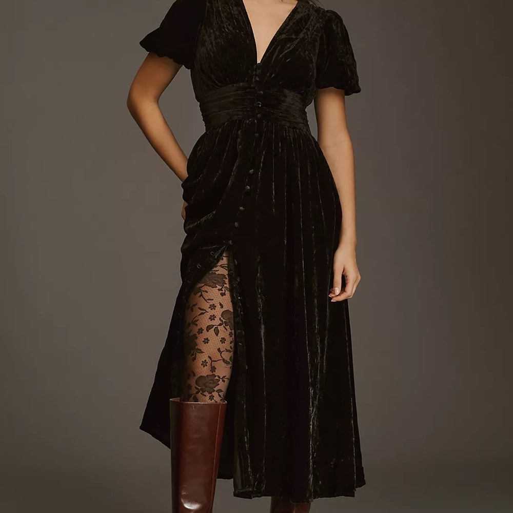 Katerina Button-Front Dress: Velvet Edition